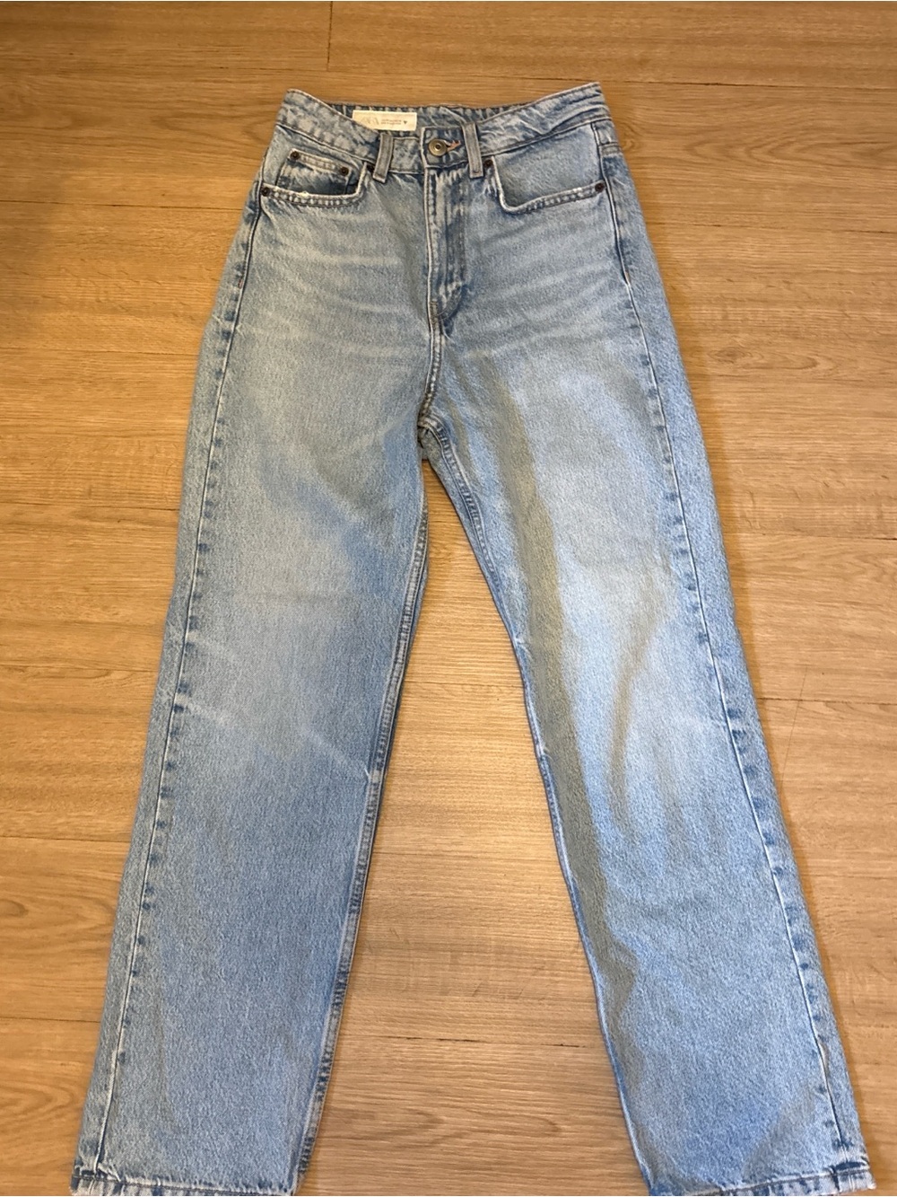 Zara Light Blue High-Rise Straight Leg Jeans - Women